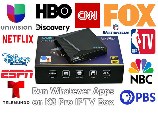 Boîte IPTV personnalisée Android We2u K3 Pro Boîte IPTV à vie Noir